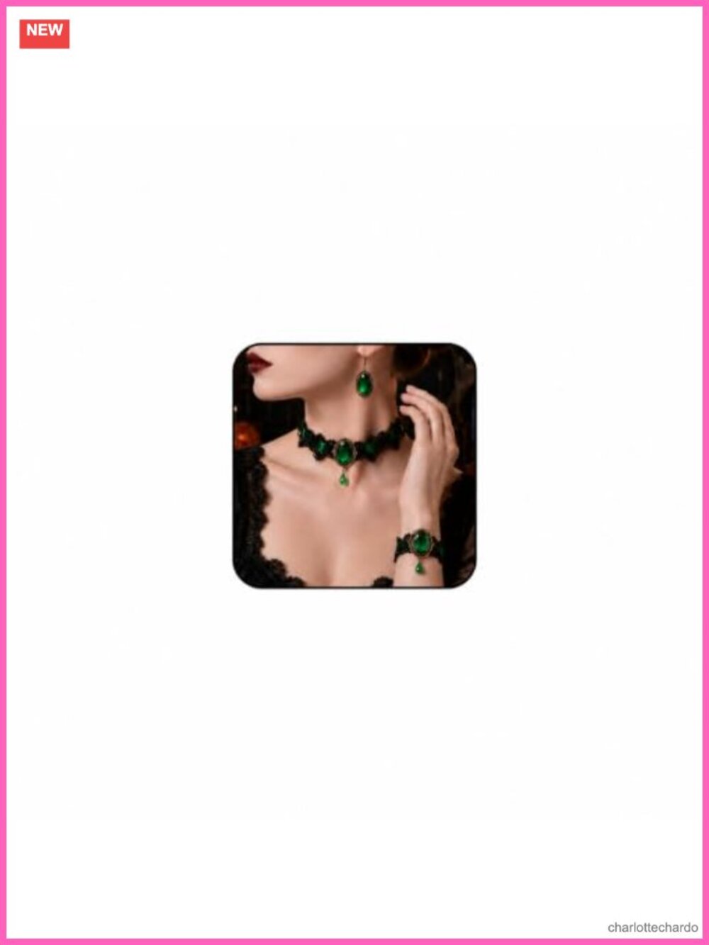 Gothic Lace Choker Necklace Earrings Bracelet Set Women Adjustable